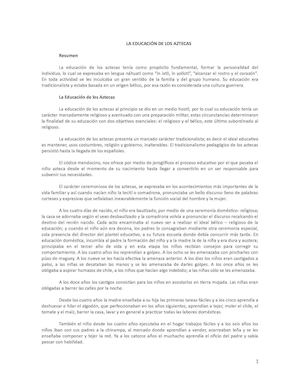 La Educaciã“n De Los Aztecas