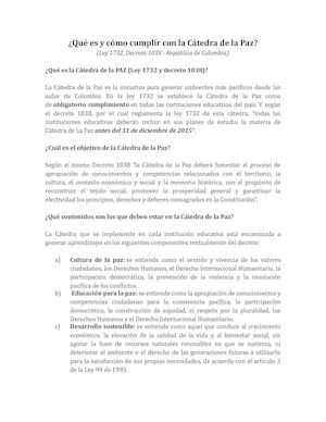 Qué Es La Cátedra De La Paz