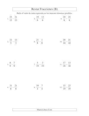 Fracciones Sustraer Denominador Similar Mixtas Impropias 002