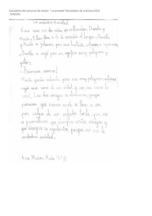 RELATOS GANADORES CONCURSO "LA AMISTAD "