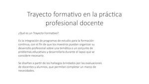 Trayecto Formativo En La Práctica Profesional Docente