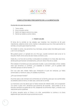 Conflictos Más Frecuentes En La Alimentación