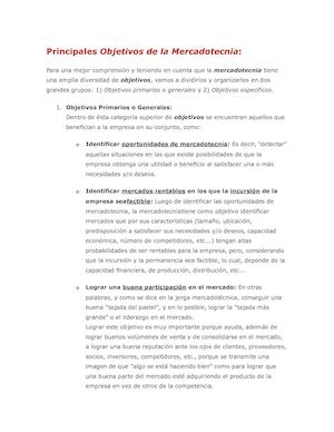 Objetivos de mercadotecnia