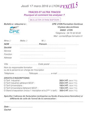 Bulletin D'inscription J'excel 5