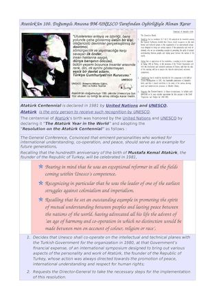 Atatürk Yılı Unesco Kararı 1981