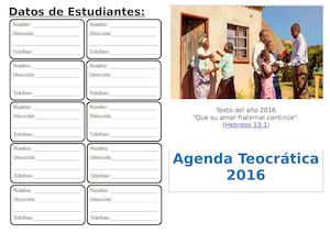 Agenda Del Teocratica 2016 con el formato de informe nuevo