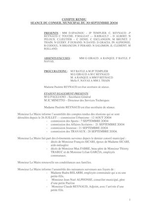 Compte rendu du conseil municipal du 31 Juillet 2006