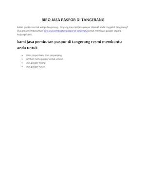 Biro Jasa Pembuatan Paspor Murah Di Tangerang