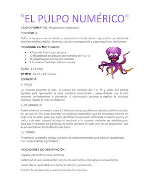 Secuencia Didáctica "El Pulpo Numérico"