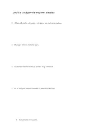 Análisis Sintáctico De Oraciones Simples