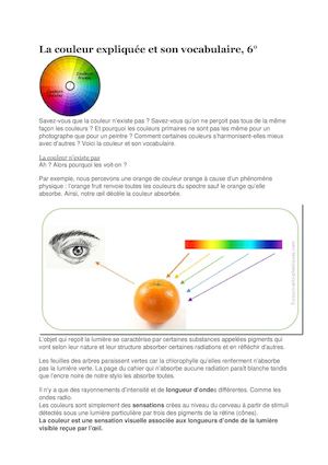 La Couleur Expliquée Et Son Vocabulaire