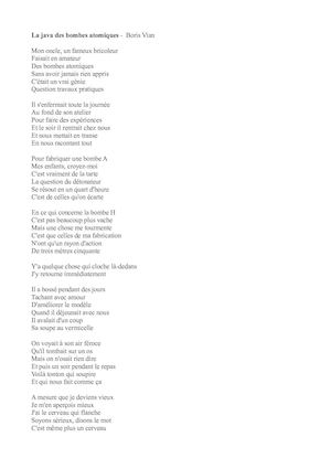 La Java Des Bombes Atomiques De Boris Vian