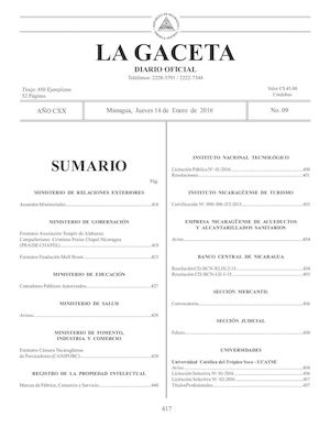 Gaceta No 9 Jueves 14 De Enero 2016