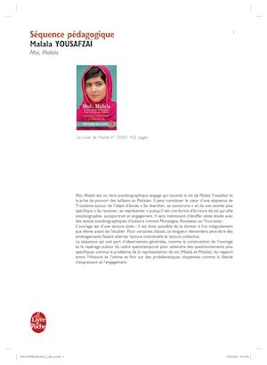 Fiche pédagogique - Moi, Malala de Malala Yousafzaï
