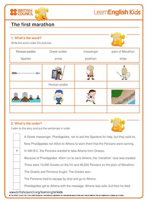 Stories The First Marathon Worksheet