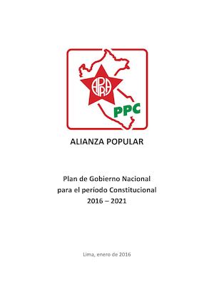 Plan de Gobierno de Alianza Popular.