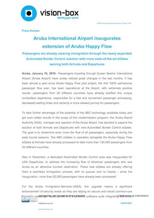 Aruba International Airport inaugurates extension of Aruba Happy Flow