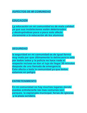 Aspectos De Mi Comunidad