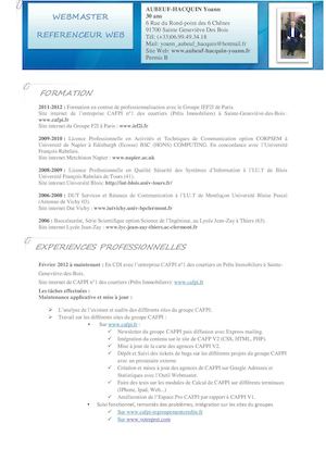 Cv Assistant Marketing Webmaster Referenceur Essonne