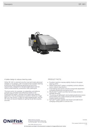Nilfisk Advance SR 1601 Rider Floor Sweeper | Sweepers Australia