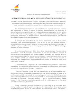 Comunicado Netmentora Chile
