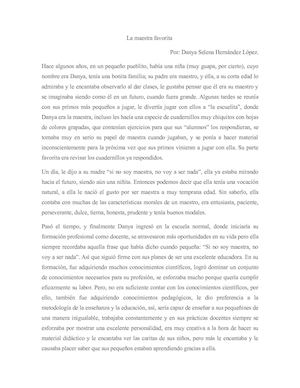 Cuento: La Maestra Favorita.