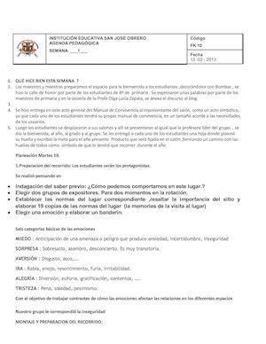 Agenda Semana 1 Bienvenidos Nuevo año y grupo