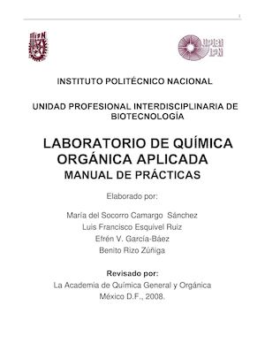 Manual De Lab Quimica Orgánica Aplicada Corregidoipn