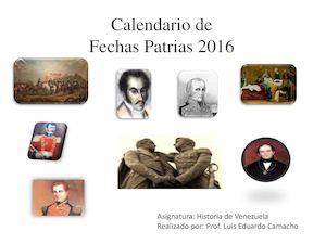 Calendario de Fechas Patrias 2016 en Venezuela