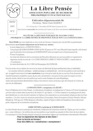 Bulletin Janvier 2005