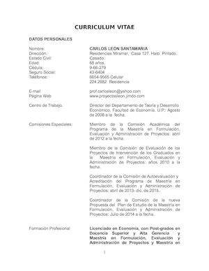 Hoja De Vida Actualizada Enero 2016