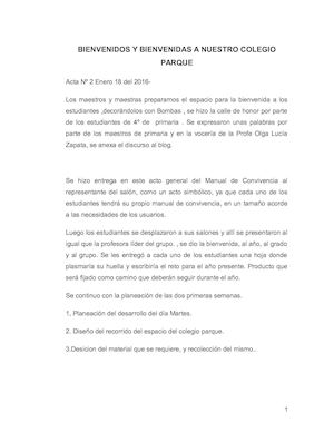 Acta Nº2 Colegio Parque Primaria