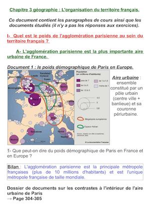 chapitre 3 géo: l'organisation du territoire français