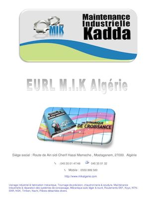 Offres Service Maintenance Industrielle Fabrication Mecanique Usinage Algerie Mik 2016