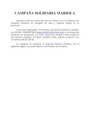 Campaña Solidaria Mariola