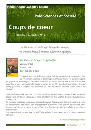 Pôle Sciences et Société - Coups de cœur Octobre - Décembre 2015