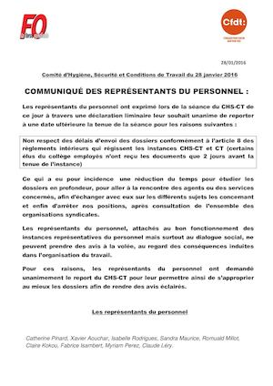 Communiqué Représentants Du Personnel 28 01 16