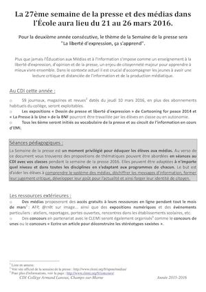 Semaine De La Presse 2016 - Collège A. Lanoux