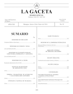 Gaceta No 19 Jueves 28 Enero De 2016