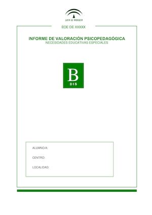 Informe Valoración Psicopedagógica Nee