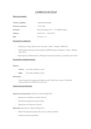 Curriculum Vitae Andoni