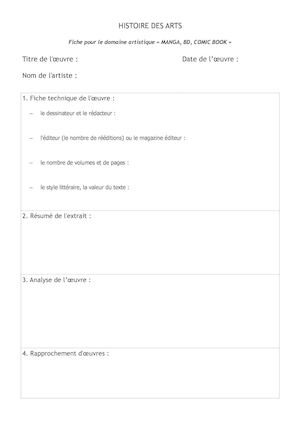 Hda Fiche Guide Bd manga