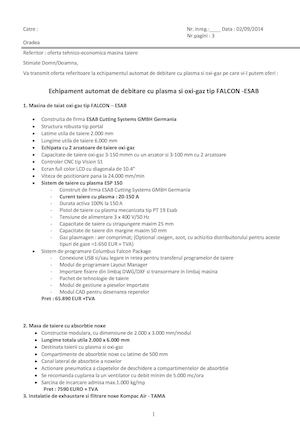 Oferta Tehnico Financiara Falcon Oxi Plasma Complet