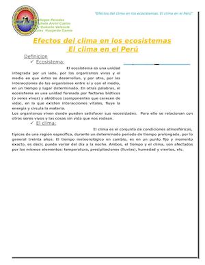 Efectos Del Clima En Los Ecosistemas
