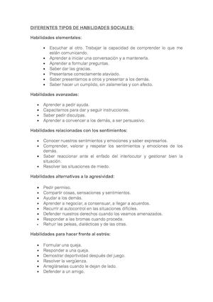 Diferentes Tipos De Habilidades Sociales
