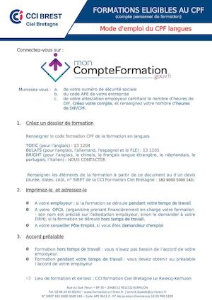 CCI Ciel Bretagne CPF Langues étrangères 2016