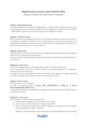 Règlement Jeu Concours Saint Valentin Ypj