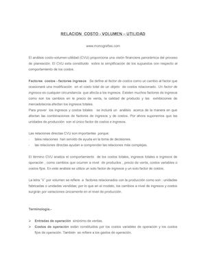Relación Costo Volumen Utilidad