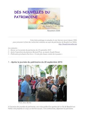 BEAUFORT-EN-VALLEE PATRIMOINE Novembre 2015