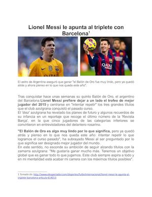 Lionel Messi Le Apunta Al Triplete Con Barcelona